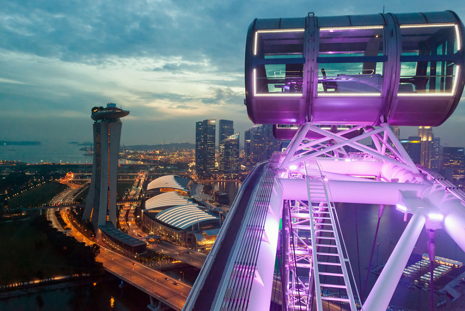 Singapore Flyer Riesenrad mit Ausblick über ganz Singapur