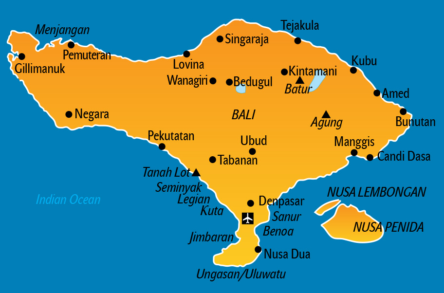 Bali Karte, Landkarte Touristen