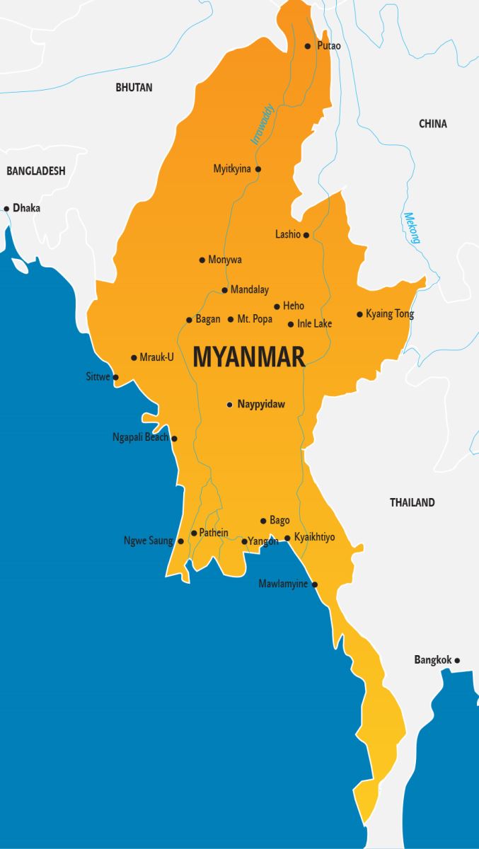Myanmar Karte, Burma Landkarte