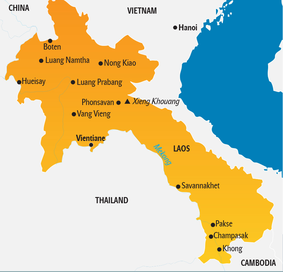 Laos Karte - Landkarte touristische Highlights