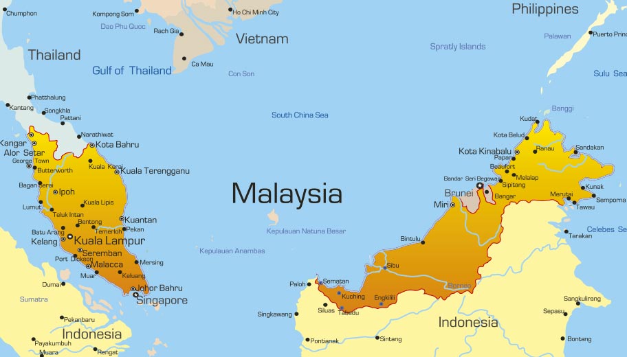 Malaysia Reistipps Landkarte inklusive Borneo